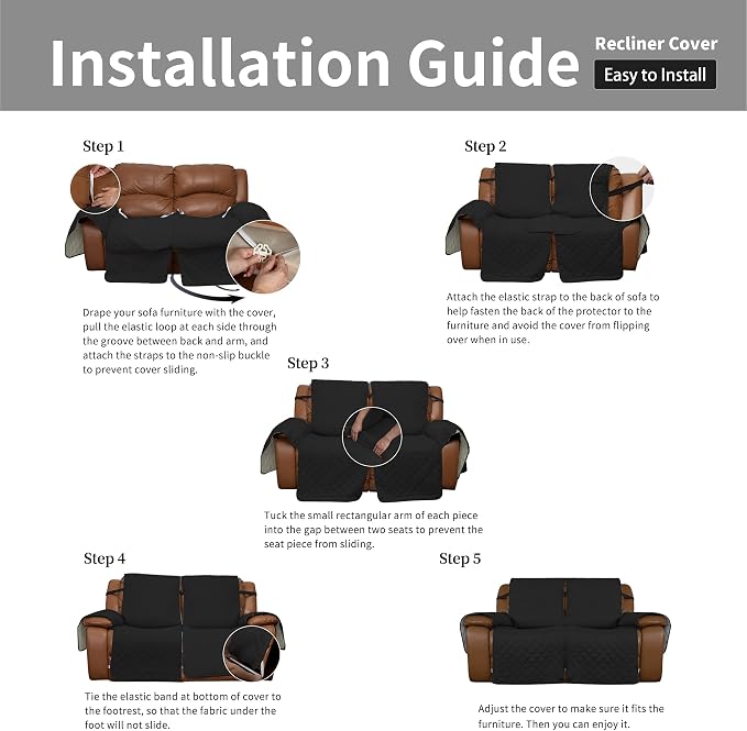 Easy-Going Oversized Loveseat Recliner Cover, Reversible Couch Cover - Image 7