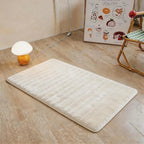 Creamy White Rabbit Striped Plush Rug 2'x3', Fluffy Faux Fur Shaggy Area Rug by CHOVY