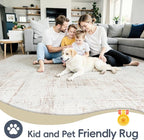 10x14 Area Rug for Living Room Bedroom: Non-Slip Modern Beige White | Machine - Image 4