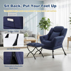 Lazy Chair with Ottoman, Large Accent Chair with Ottoman and a Throw Pillow - Image 4