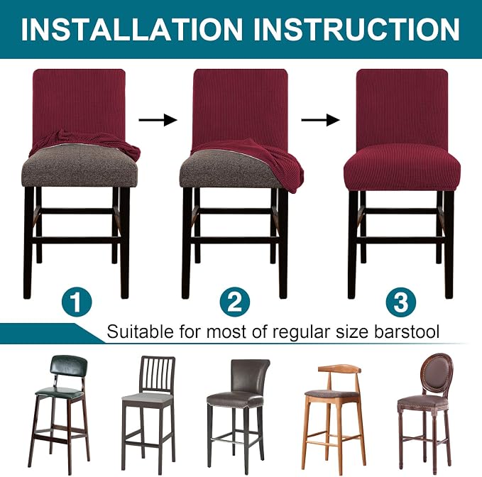 Turquoize Stretch Bar Stool Cover Counter Stool Pub Chair Slipcover - Image 7