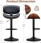 YaFiti Swivel Bar Stools, Adjustable Bentwood Barstools, Modern PU Leather - Image 2