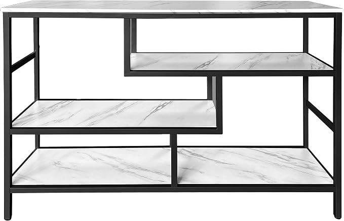 AT-VALY Console Table with Storage Shelves, Sofa Table Entryway Table with Faux - Image 7