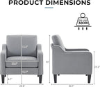 VINGLI Modern Accent Chairs Set of 2, Upholstered Sofa Chair Reading Chair - Image 2