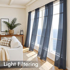 MIULEE Navy Blue Sheer Curtains 63 Inches Long 4 Panels 42 x 63 Inches | Light - Image 4