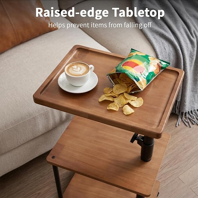 Swivel Side Table with Tray for Small Spaces, Adjustable Height End Table for - Image 6