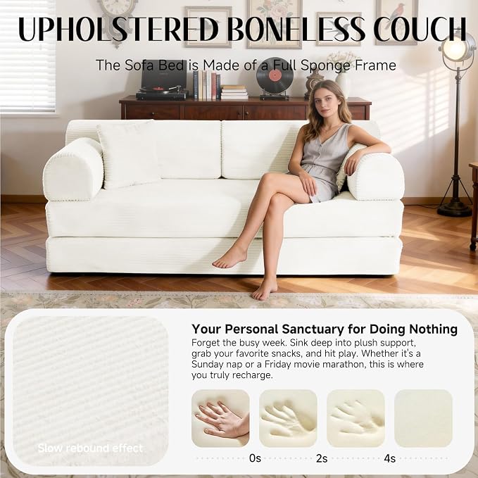 79'' Convertible Sofa Bed, 6 in 1 Folding Floor Futon Couch Sleeper - Image 4