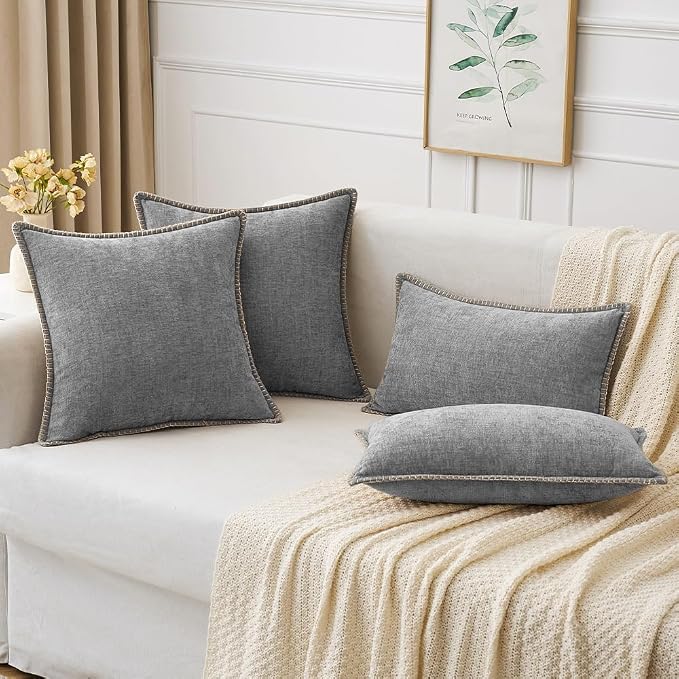 MIULEE Decorative Couch Throw Pillow Covers 18x18 Inch Dark Gray 2 Pack | - Image 5