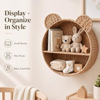 Woven Wall Basket Shelf Bear Nursery Decor — Boho Handwoven Hanging Wall Decor - Image 3