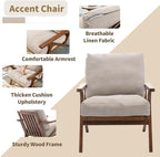 HNY Set of 2 Mid Century Accent Chair, Faux Leather Upholstered Armchair - Image 4