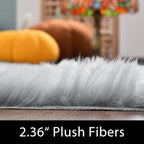 Latepis Grey 6x9 Area Rugs Faux Fur Sheepskin Rug - Image 2