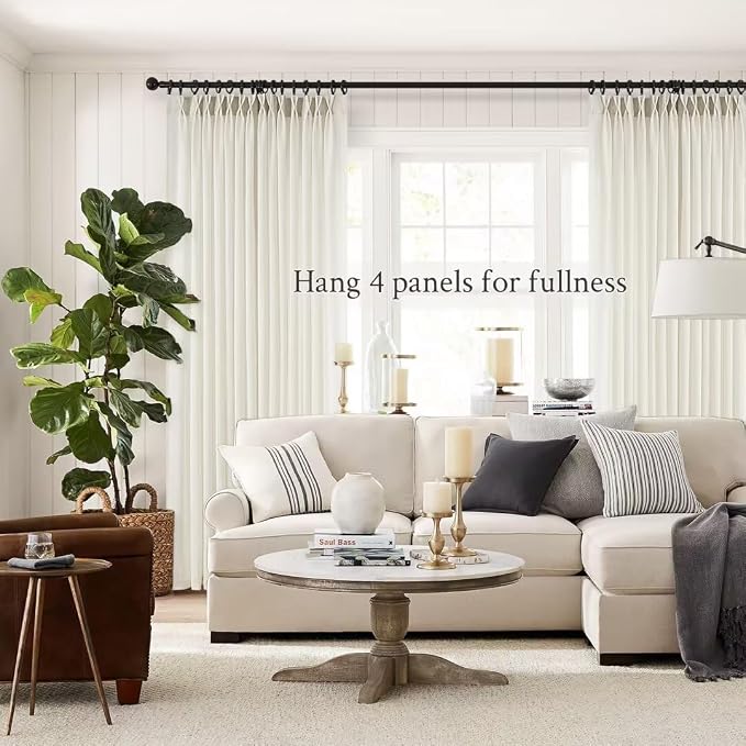 Topfinel 105 Inch Curtains 2 Panels Set, Two Packs Pinch Pleat Back Tab Linen - Image 6
