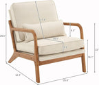 Bonnlo Fine Linen Beige Mid Century Modern Accent Chair, Soild Wood Padding - Image 2
