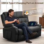 Reclining Loveseat with Pebble Texture Fabric, Loveseat Recliner with USB/Type - Image 4