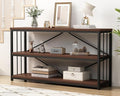 LVB Wood Console Entryway Table, Metal Wooden 3 Tier Sofa Table by LVB