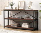 LVB Wood Console Entryway Table, Metal Wooden 3 Tier Sofa Table by LVB