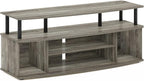 Furinno Jaya Large Entertainment Center Hold up to 55-in TV, French Oak/Black - Image 5