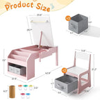 5-in-1 Kids Art Table and Chairs, Wood Toddler Table and Chair Set - Image 3
