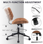 Armless Home Office Chair with Wheels, PU Leather Adjustable Height Computer - Image 6