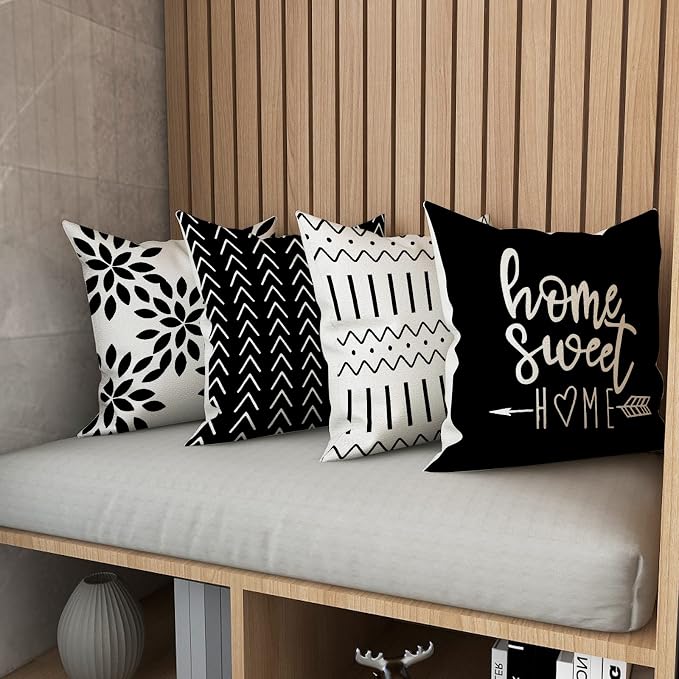 YCOLL Pillow Covers 18x18 Set of 4, Modern Sofa Throw Pillow Cover, Decorative - Image 2