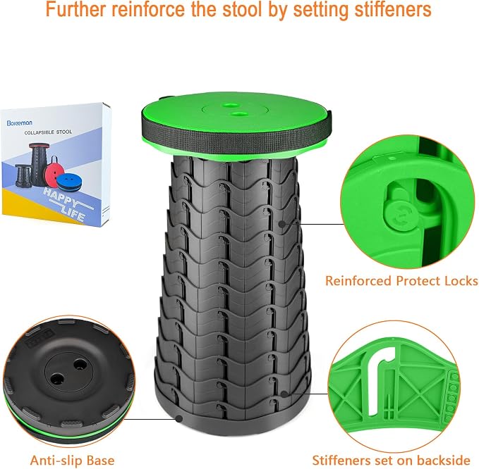 Boreeman Upgraded Folding Stool Lightweight Yet More Sturdy - Image 3