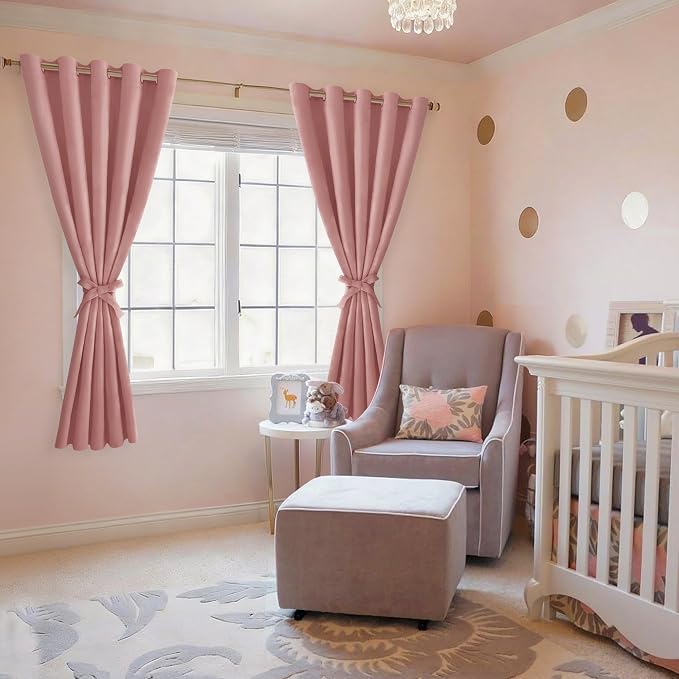 Blackout Curtains for Bedroom, 60 x 63 Inches Length Dusty Rose | Thermal - Image 6