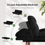 Marsail 66" Futon Sofa Bed, Convertible Corduroy Futon Couch - Image 3