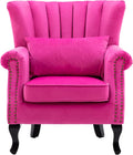 Mid Century Accent Chair Modern Tufted Wingback Armchair Club Chair Velvet by DMFurniture