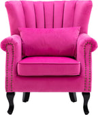 Mid Century Accent Chair Modern Tufted Wingback Armchair Club Chair Velvet by DMFurniture