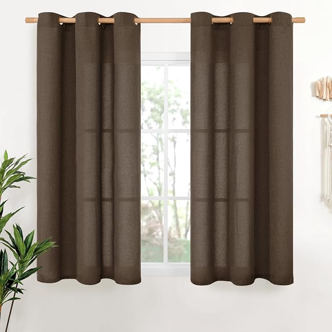 YoungsTex Brown Linen Curtains 48 Inch Length by YoungsTex