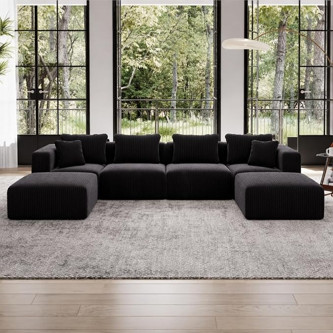 Avenco 141” U-Shaped Modular Sectional Couch Sofa by Avenco