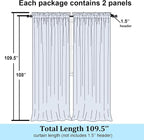 Simplebrand Sheer White Curtains 108 Inches Long, Extra Long Rod Pocket Solid - Image 2