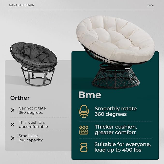 Bme 40" Ergonomic Wicker Papasan Chair - Image 4