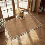 GarveeHome Scalloped Entryway Rug 2x3 Brown Washable Front Door Entry Rug | by GarveeHome