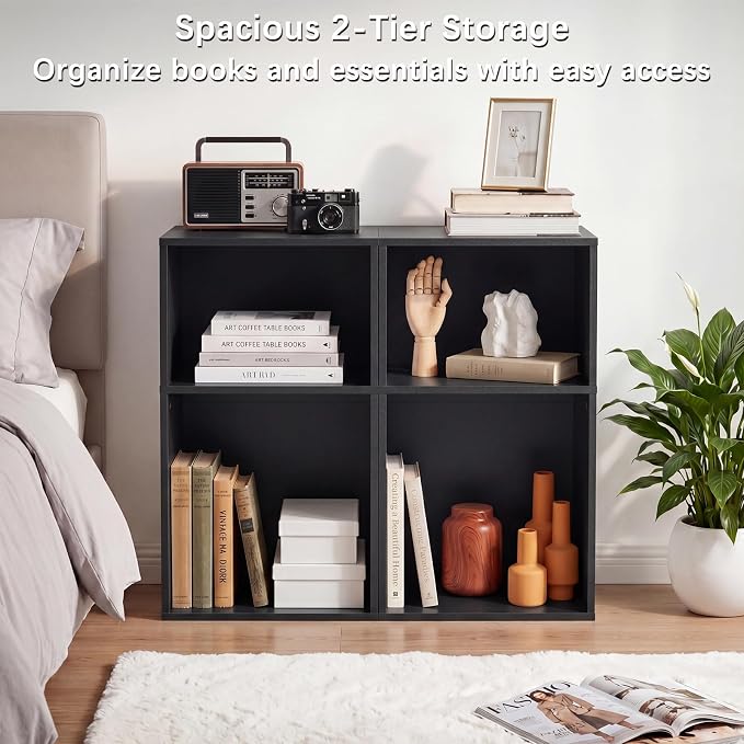 YAHARBO 2 Cube Bookshelf, Horizontal Book Shelf, Small Cubby Bookcase - Image 7