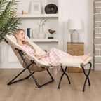 Comfy Saucer Chair for Adults, Soft Faux Fur Bedroom Chair - Image 5