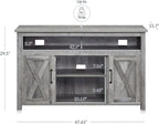 BELLEZE Modern 48 Inch Barn Door Wood TV Stand & Media Entertainment Center - Image 5