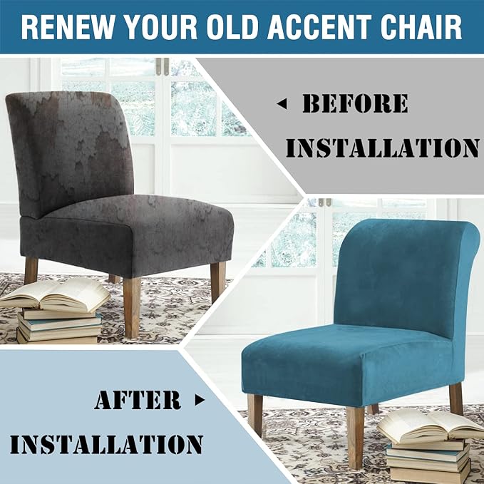 H.VERSAILTEX Armless Accent Chair Covers Thick Velvet Armless Chair Slipcovers - Image 8