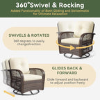 Aoxun 3 Pieces Patio Furniture Set, Patio Swivel Rocker Chairs Set of 2 - Image 3
