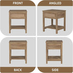 Rattan Nightstand Set of 2, Natural Style Night Stand - Image 7