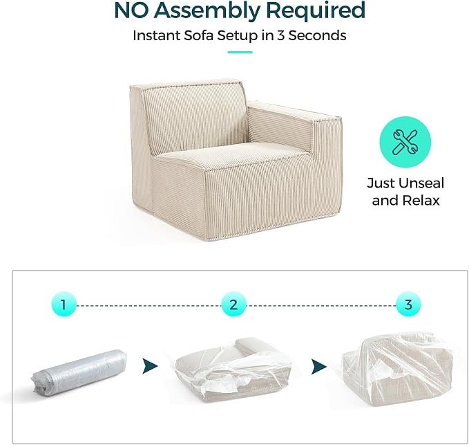 LINSY HOME Modular Sectional Sofa, Corduroy Sectional Cloud Couches - Image 4