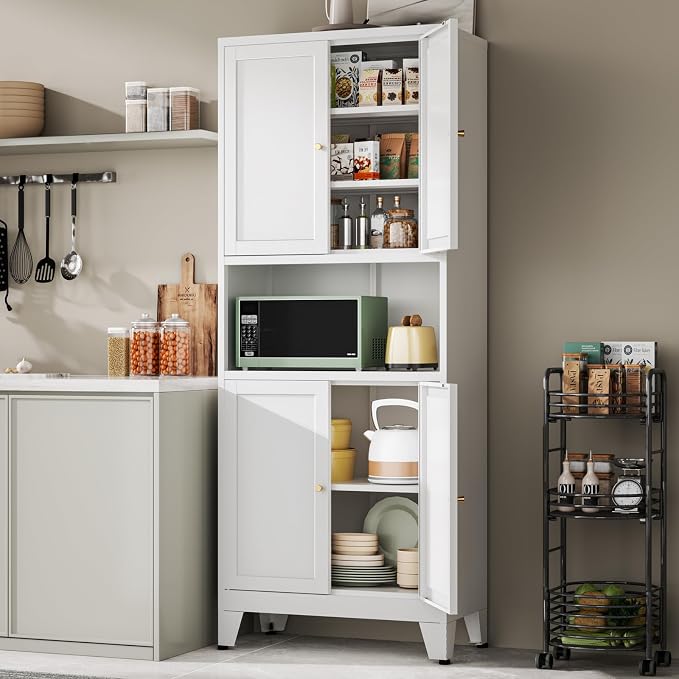 YAUWOH 69" Tall Metal Pantry Cabinet - Image 2