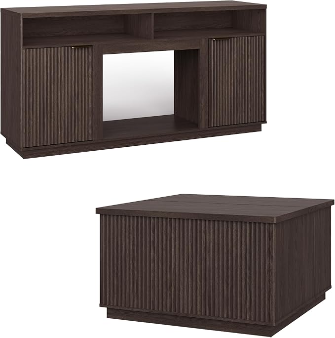 2-Piece Fluted Living Room Set Includes 31.5" Fluted Lift Top Coffee Table by PATIOCHIC