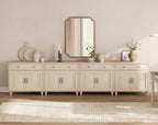 WAMPAT Buffet Cabinet with 8 Doors and 4 Drawers, Large Coffee Bar Table Wood by WAMPAT