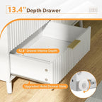 VINGLI Fluted White Dresser, Led Dresser 6 Drawer - Image 5