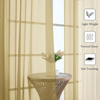 Gold Sheer Curtains for Bedroom 84 Inches Long 2 Pcs, Light Filtering Airy - Image 2