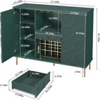 Modern Bar Cabinet with Drawer, Liquor Cabinet with Wine Glass Racks and Shelves - Image 2