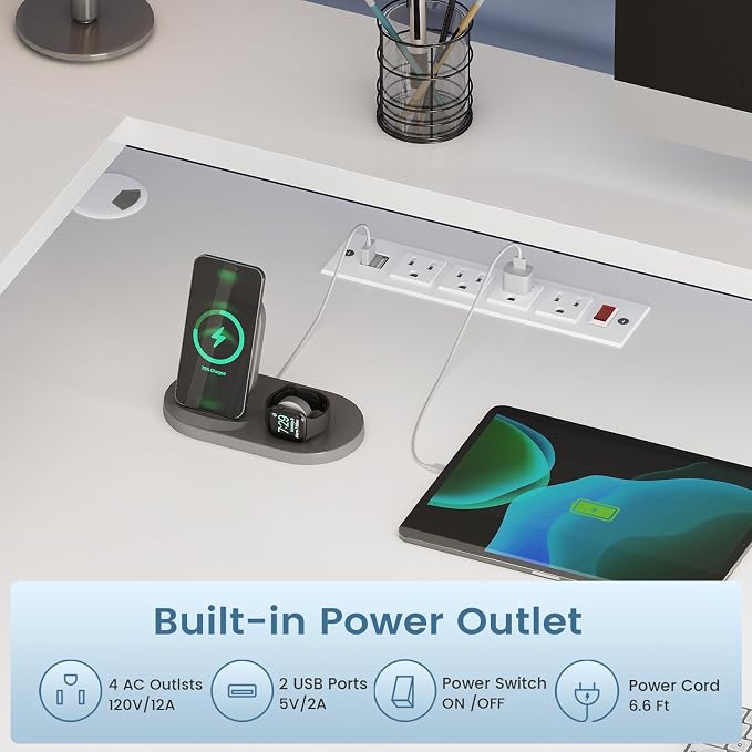 SEDETA 66" L Shaped Desk with Power Outlet, Reversible Home Office Computer - Image 6