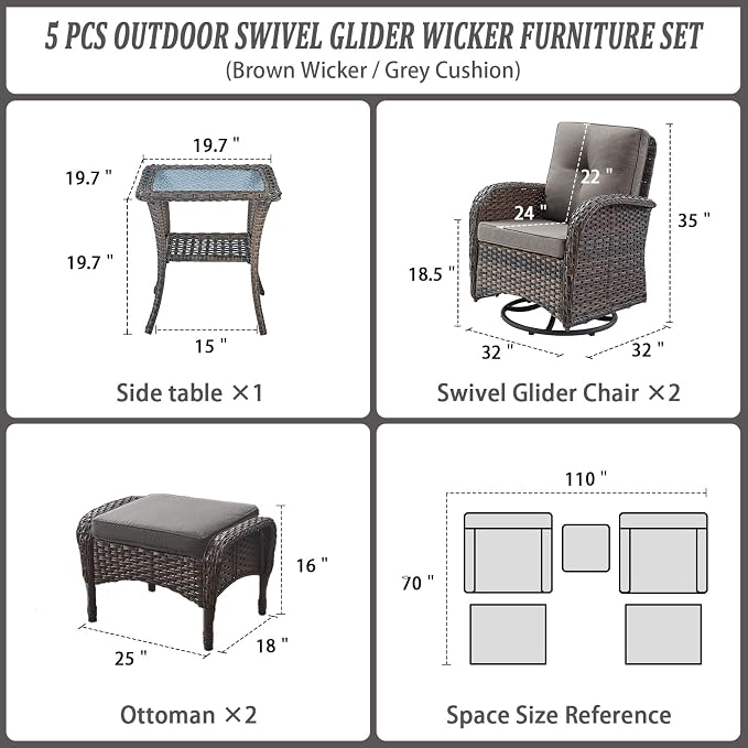 Belord Small Conversation Sets Patio Funiture - Image 3