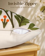 Embroidered Throw Pillow Cover 18x18 Inch, Flower Cluster | Decorative Pillow - Image 3